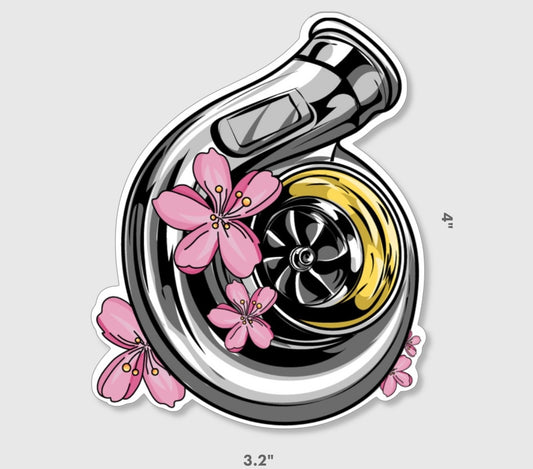 Turbo Cherry Blossom Holographic Sticker